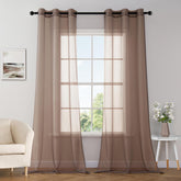 Elegant Lightweight Grommet Light Filtering Window Solid Color Sheer Curtains Chocolate 42Wx96L